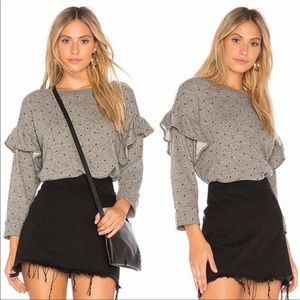 Current/Elliott Heather Gray Star Print Ruffle Sweatshirt Size 1 or S